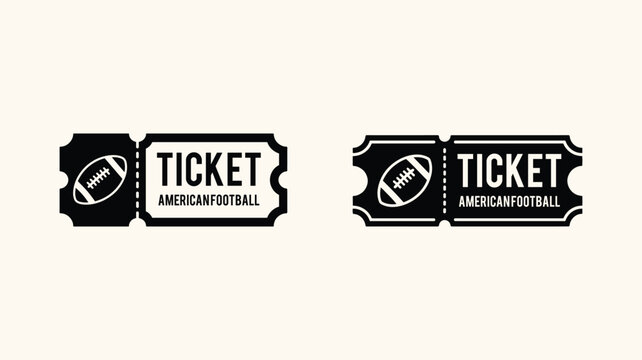 American football ticket icon set for sports event entry.