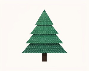 Fototapeta premium Stylized green pine tree with horizontal line texture