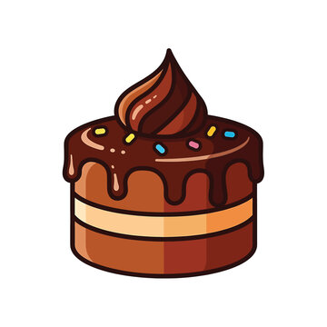Chocolate cake with frosting topping.