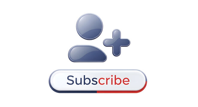 Icon representing subscribing to a service or adding a new user with a plus symbol isolated on white