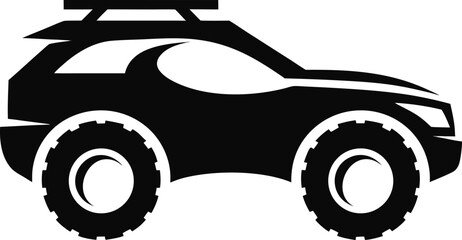 Black SUV, off-road vehicle, car silhouette, vector icon, transportation symbol © Sawmraj