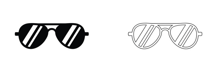 Aviator sunglasses icon set in flat and line style isolated on white background © Shariatullah