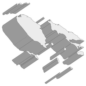 3D map dimension - continent Oceania country Fiji