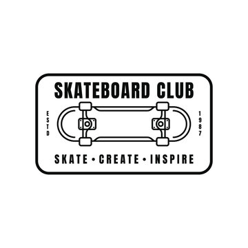 Skateboard Club Emblem Logo Design Vintage Style