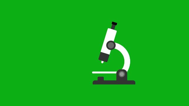 Microscope science lab icon on green screen chromakey background 2d animated cartoon animation perfect for professional video editing chroma key compositing and stock footage production globally