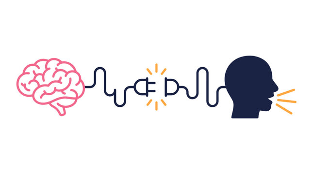 Conceptual Illustration of a Brain and Human Head Silhouette Connected by an Unplugged Cable Symbolizing Communication Gap
