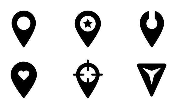 Location Pin Icons Set: Map Markers, Navigation Symbols, Geo Pointers, GPS Icons