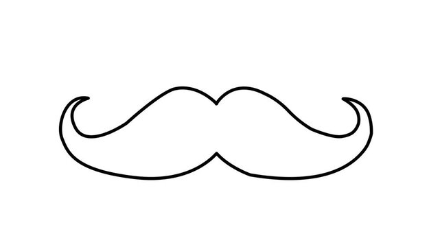 Mustache outline self-drawing vector animation on green screen and isolated backgrounds.