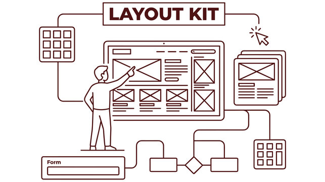 Web design layout kit for user interface and website creation.