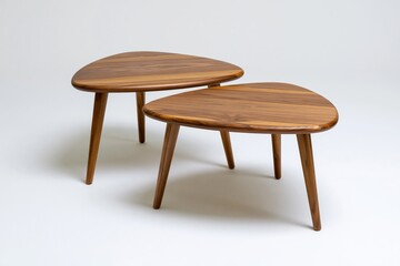 Fototapeta premium The Wooden Nested Coffee Tables with Midcentury Modern Style and Warm Grain