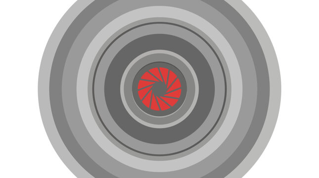 Geometric, abstract, circular shapes, red and gray vector icon
