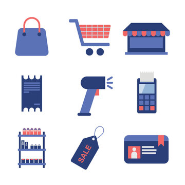 Mall Market Objects Illustration Set
