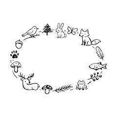 Fototapeta premium PNG Whimsical woodland creatures frame