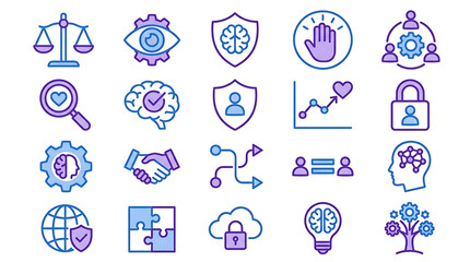 Fototapeta premium Colorful set of flat design icons showing various objects and activities