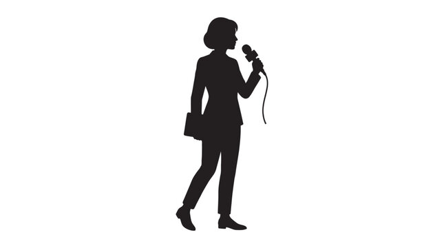 Woman speaking into microphone black silhouette female
