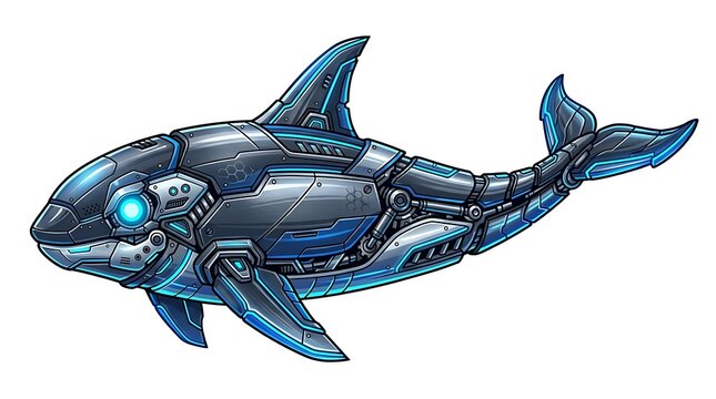 Robotic orca killer whale illustration
