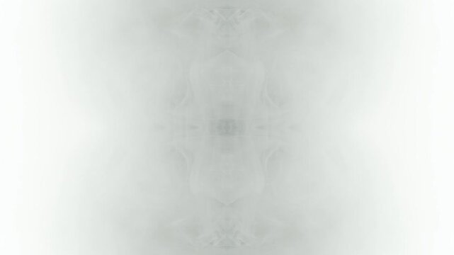 Fog symmetry drifting in close-up with pale gray mirrored vapor, translucent diffusion, and slow central motion serving medical visuals, wellness branding, science backgrounds, and digital media