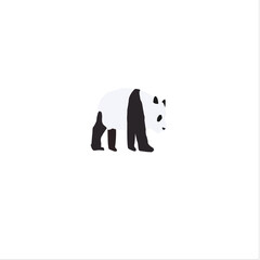 Naklejka premium Minimalist flat vector illustration of a standing giant panda side view