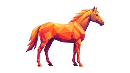 Obraz premium Geometric horse low poly style illustration warm colors