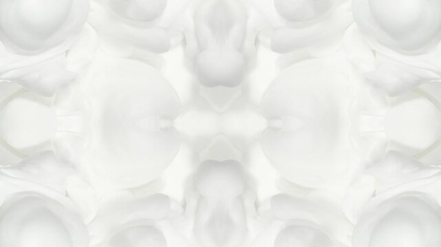 White ink unfolding in close-up through pale water, forming mirrored esoteric shapes for horror title openers, occult trailers, psychedelic interludes, ritual visuals, mystic screens, and supernatural