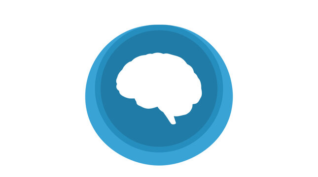 Brain icon sits within a circular frame representing human intelligence and cognitive function.