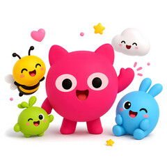 Naklejka premium This is a graphic design that features cute and cheerful characters. 