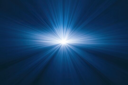 Intense bright white light explodes outward against a deep blue radial background