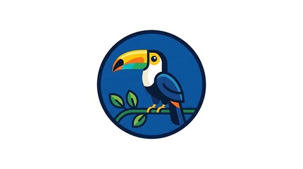 Fototapeta premium Toucan perched on branch icon