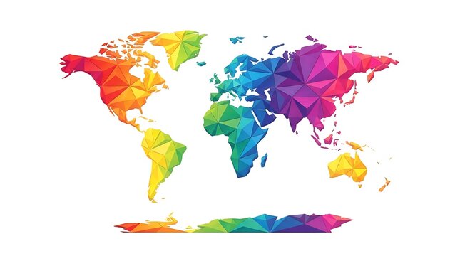 Colorful abstract world map low poly geometric design