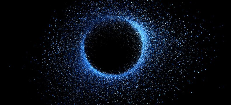 Black hole surrounded by glowing blue particles