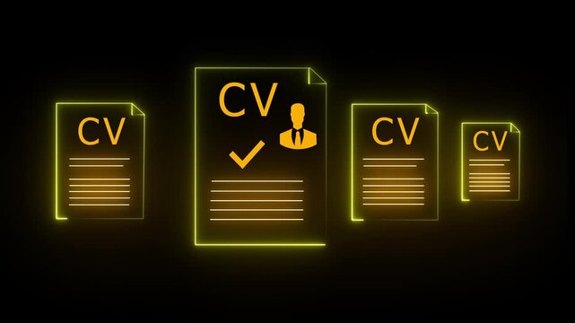 HR manager perfect candidate CV resume on virtual interface. Concept of recruitment, talent acquisition, and hiring Decision making Finding the perfect candidate,4k video.
