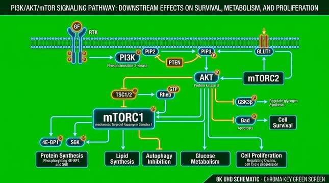 Detailed Diagram of Cellular Signaling Pathway in Biochemical Research Illustration