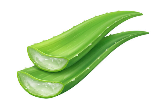 Fresh aloe vera plant leaves on transparent background