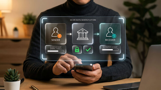 Secure digital banking platform wire money transfer online payment system