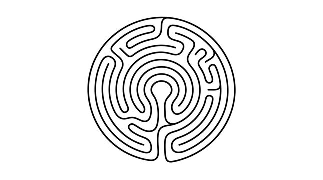 Abstract Artistic Labyrinth with Minimalist Scribble Composition Vector Illustration