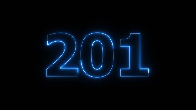 Abstract beautiful blue neon 201 number illustration background. Glowing neon color countdown number concept background.