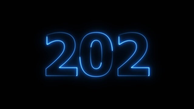 Abstract beautiful blue neon 202 number illustration background. Glowing neon color countdown number concept background.