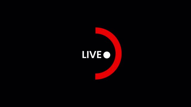 Live button animation, live button overlay animation on a transparent background, live button animation perfect for shows and live performances in 4k with alpha channel.