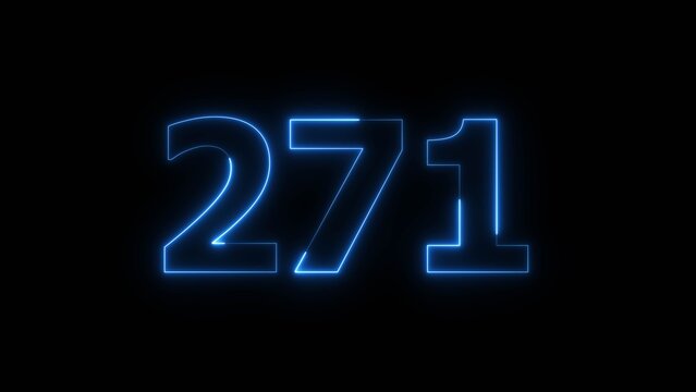 Abstract beautiful blue neon 271 number illustration background. Glowing neon color countdown number concept background.