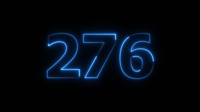 Abstract beautiful blue neon 276 number illustration background. Glowing neon color countdown number concept background.