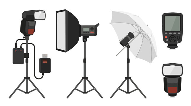 Photography lighting equipment, studio flash units, softbox, umbrella, light meter, photography accessories, studio lights