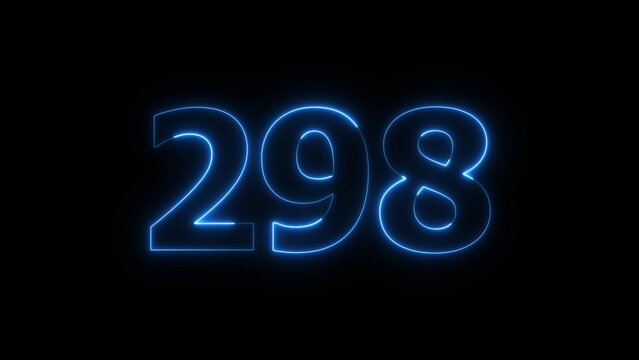 Abstract beautiful blue neon 298 number illustration background. Glowing neon color countdown number concept background.