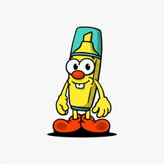 Obraz premium Retro cartoon highlighter mascot character. Vintage 1930s rubber hose style stabilo marker vector illustration isolated on white background.