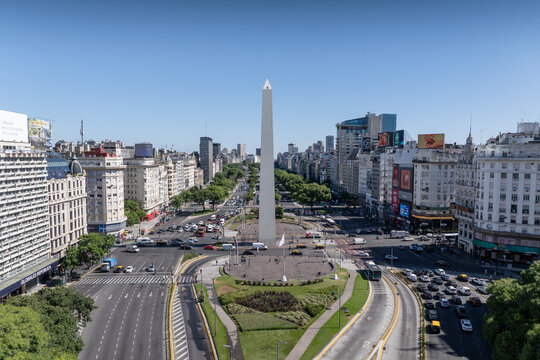 Aerial view of the Obelisk in Buenos Aires, Argentina