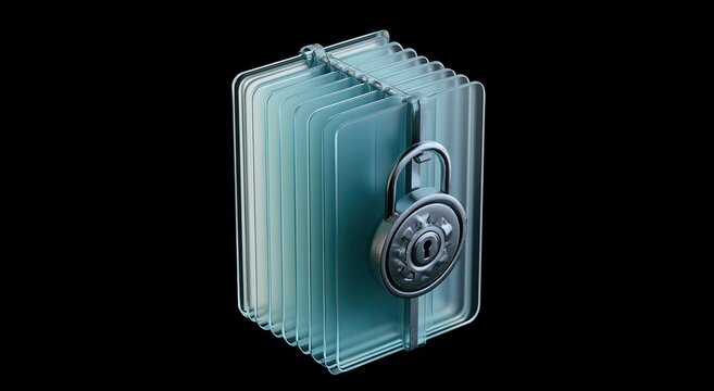 Transparent data folder secured with a combination lock