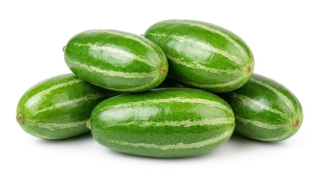 Fresh green pointed gourds or parwal isolated on white background high quality studio shot of organic vegetables.