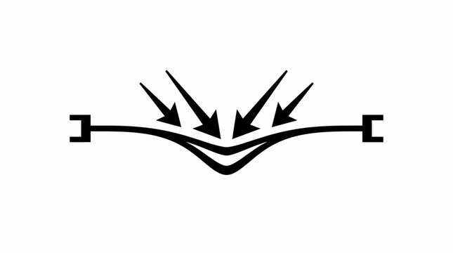 Pressure and Force Illustration: Arrows Pushing Down on Flexible Material