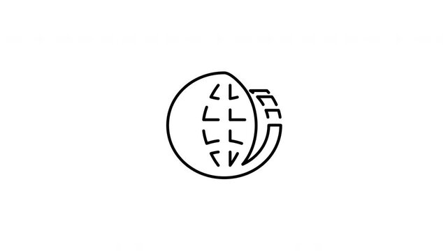 Minimalist outline animation of shaded world globe network connection icon drawing on and fading out. Features a clean pop up style in 3 color setups.
