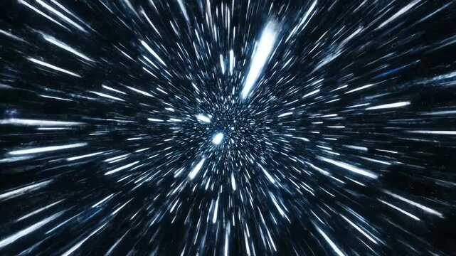 hyperspace warp speed travel through a starfield cinematic motion blur effect for futuristic sci-fi space background