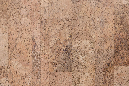 varnished surface of brown natural cork flooring